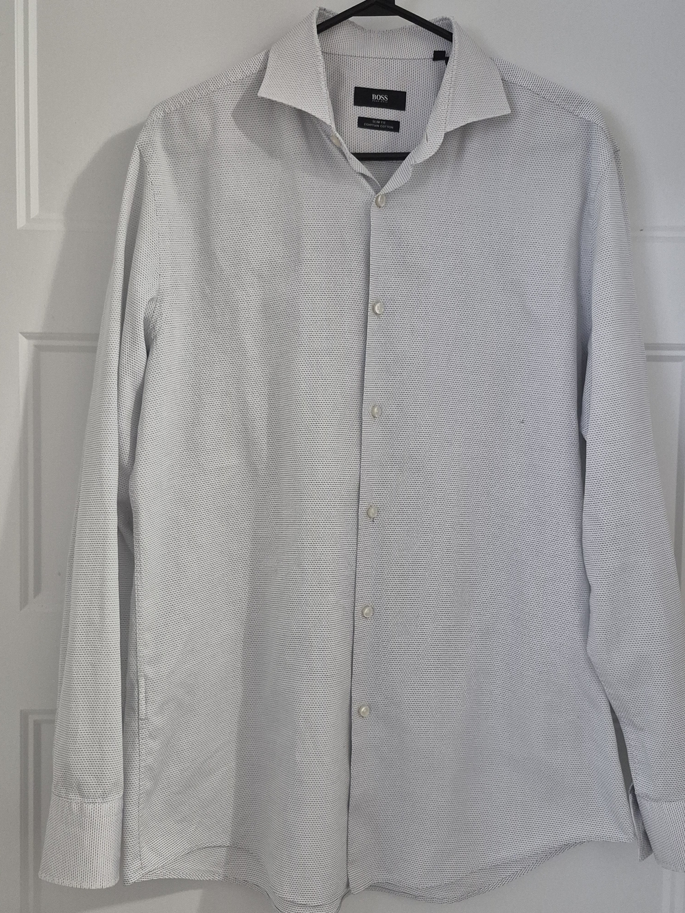Boss Slim Fit Light Gray Patterned Dress Shirt